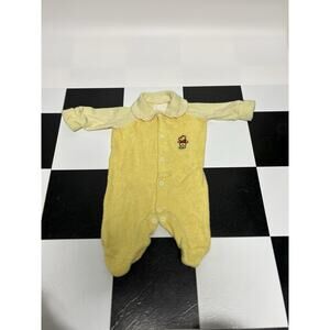 Vintage 1950s Sears Walt Disney Baby Footie Sleeper Winnie the Pooh Yellow 0-3 M